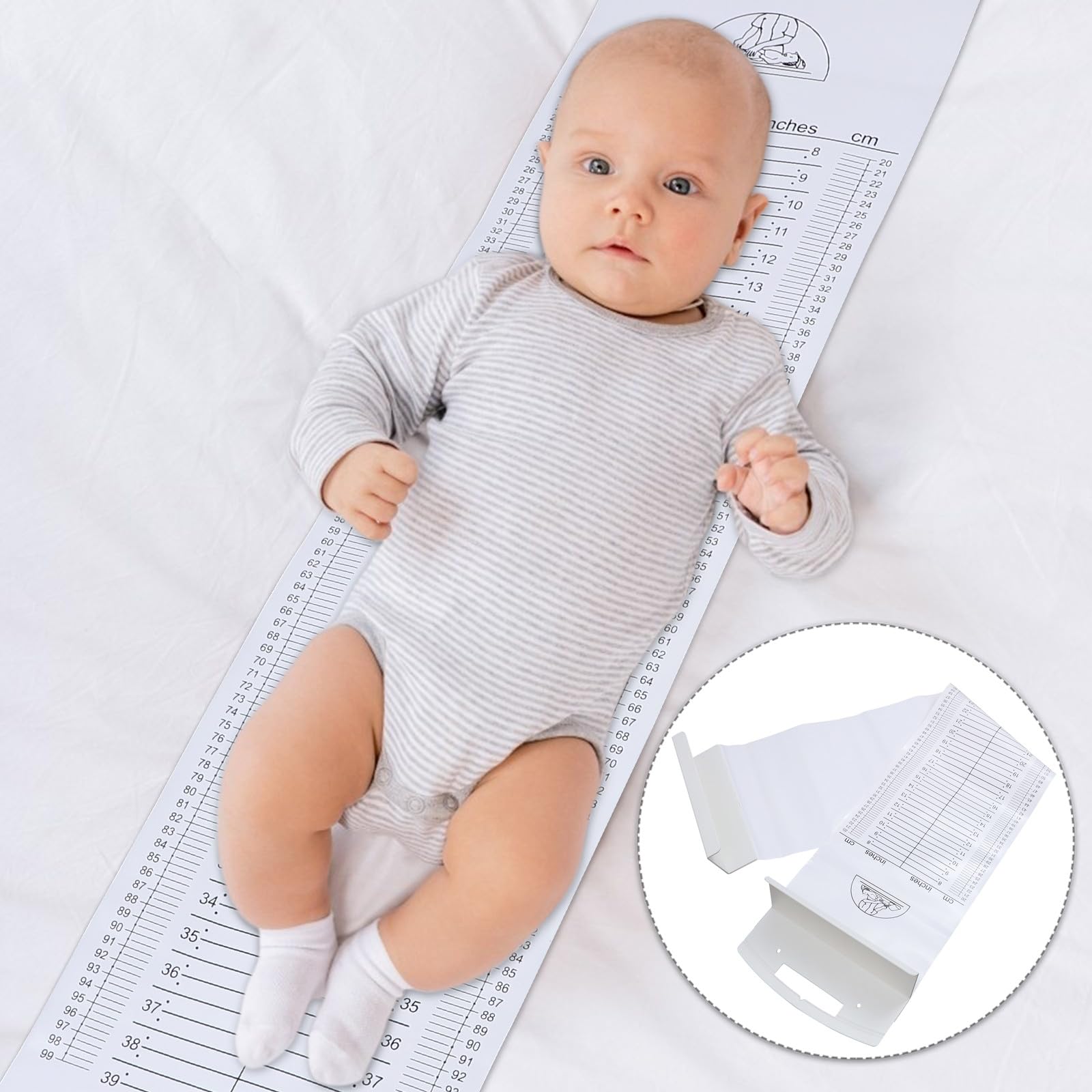 Regla de Altura Lavable para Bebés Tapete Medidor de Altura, Material Abs Pvc Amigable Piel, Diseño Compacto y Seguro para Uso Hogar