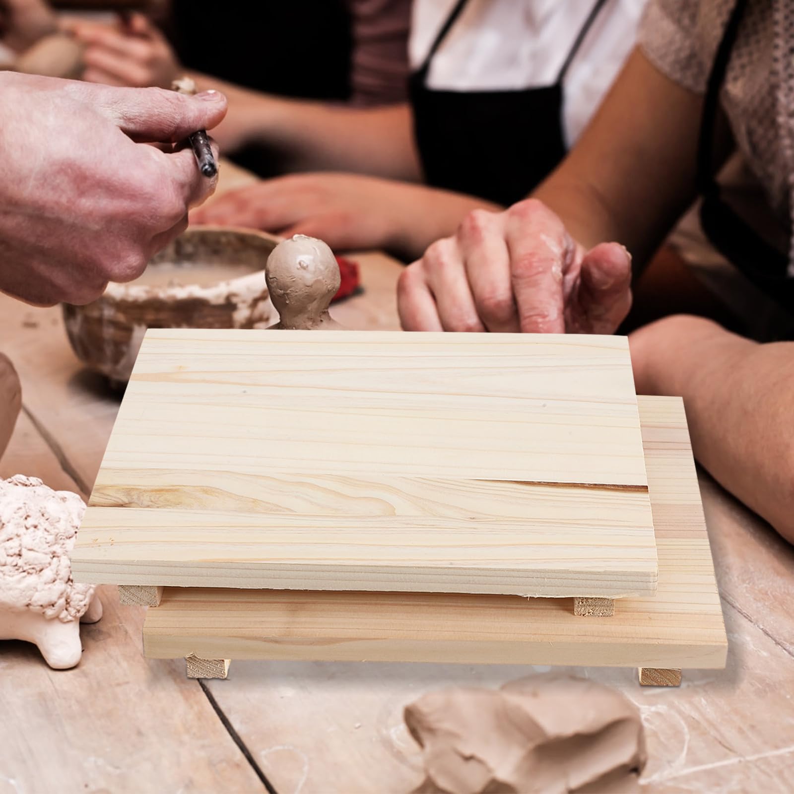 Zerodeko Tavola di Argilla in Legno Naturale Assorbente 2 Pezzi per Scultura e Modellazione Ceramica, Base per Argilla Resistente e Versatile, Strumento Artigianale per Ceramisti