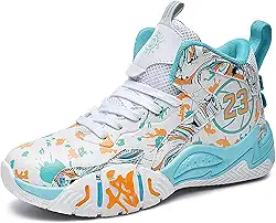 Tênis de basquete masculino de cano alto com superfície de malha para quadra externa, calçados esportivos antiderrapantes presente