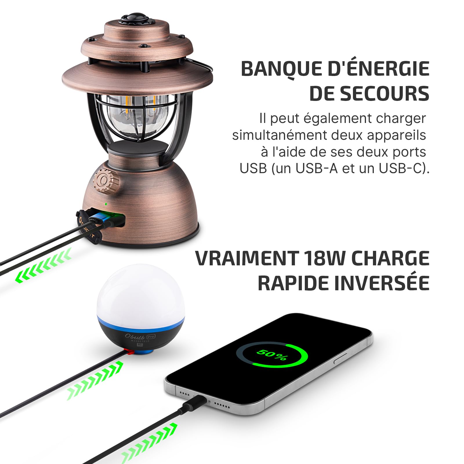 OLIGHT Olantern Classic 2 Pro Lanterne Camping LED Rechargeable, 300LM 4 Modes Rétro Vintage Lanterne Lampe comme Powerbank, Lumières Orange et Blanche Chaude Camping Portable Lampe(Bronze Antique)