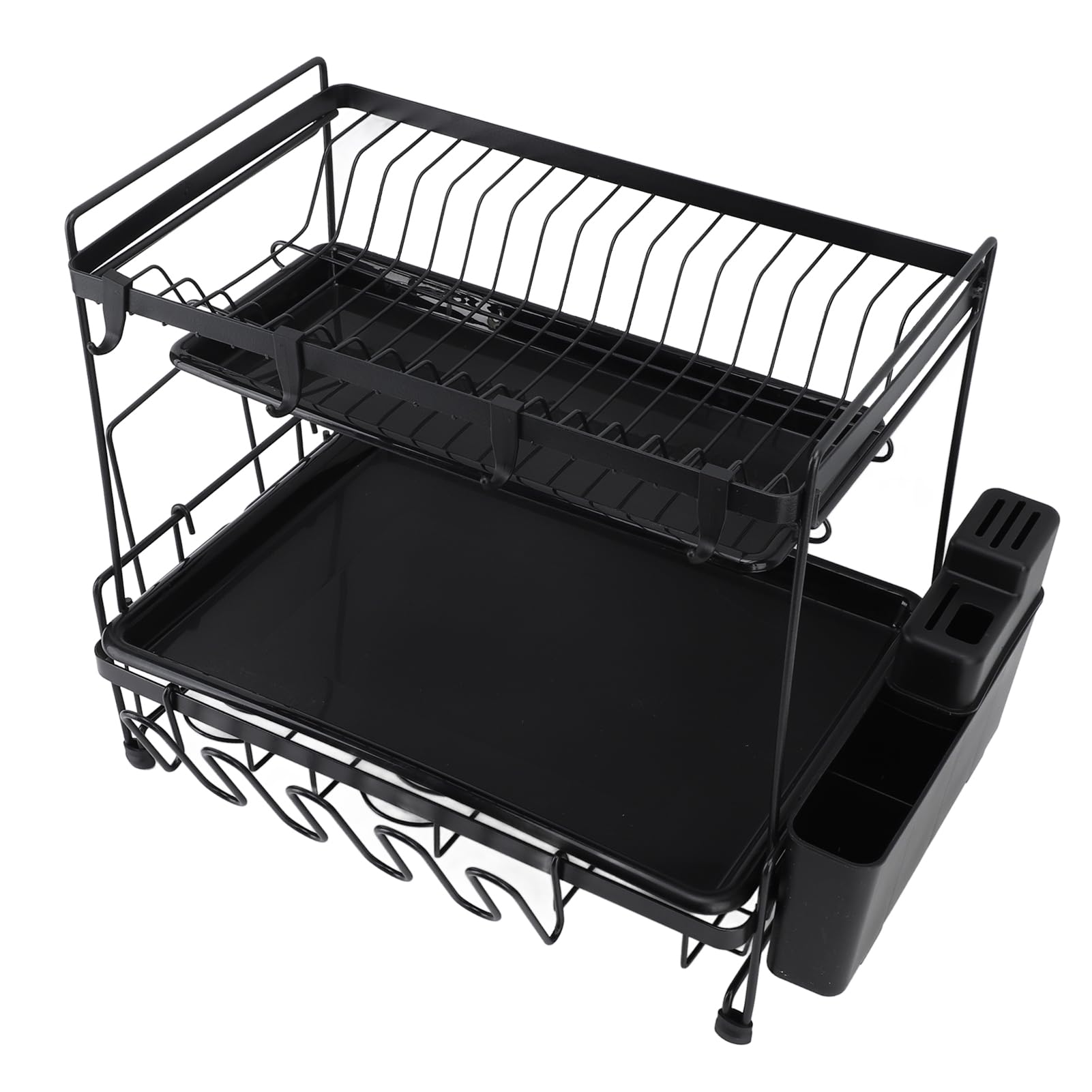 Étagère Pliable à 2 Couches pour Le séchage de la Vaisselle, égouttoir pour la Vaisselle avec Support pour ustensiles, étagère pour la Vaisselle en Fer et en Plastique de Grande ca