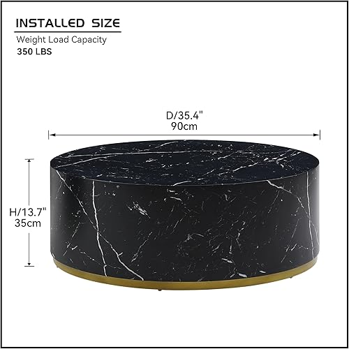 Miniatura 10 de Mesa auxiliar con borde dorado inferior para sala de estar, moderna mesa de centro redonda dorada o mesa auxiliar, mesa de sofá circular para