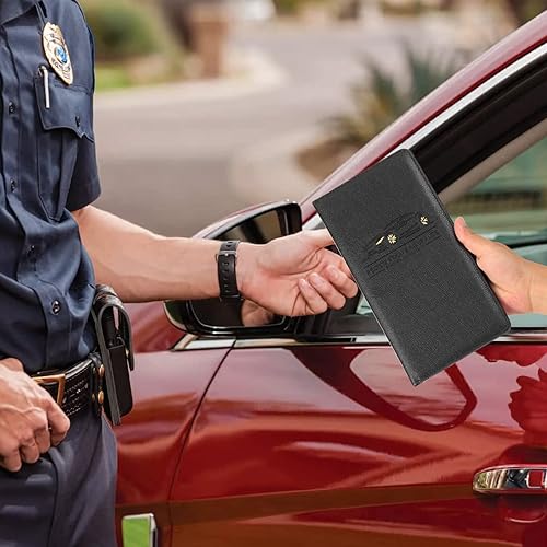 Miniatura 2 de Soporte para registro y seguro de automóvil, soporte de cuero para registro de licencia de vehículo para organizador de documentos, guantera