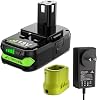 Upgraded 3.8Ah Replacement for Ryobi 18V Battery Lithium and Charger Compatible with Ryobi 18 Volt Battery ONE Plus P102 P103 P104 P105 P107 P108 P109 Cordless Tools
