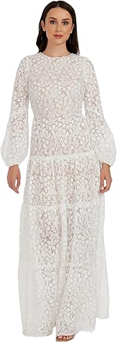 Dress the Population Women's Lyra 3D Floral, Floor Length, Fit and Flare, Boat N