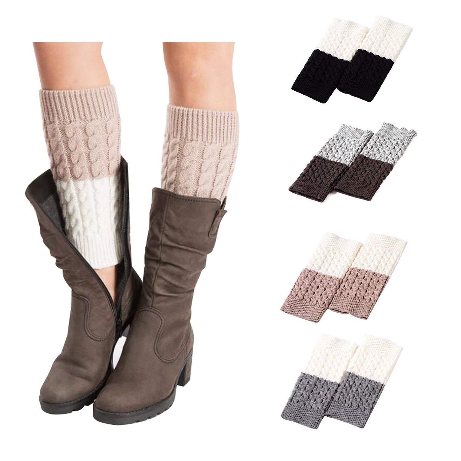 Womens Short Boots Socks Crochet Knitted Boot Cuffs Leg Warmers Socks