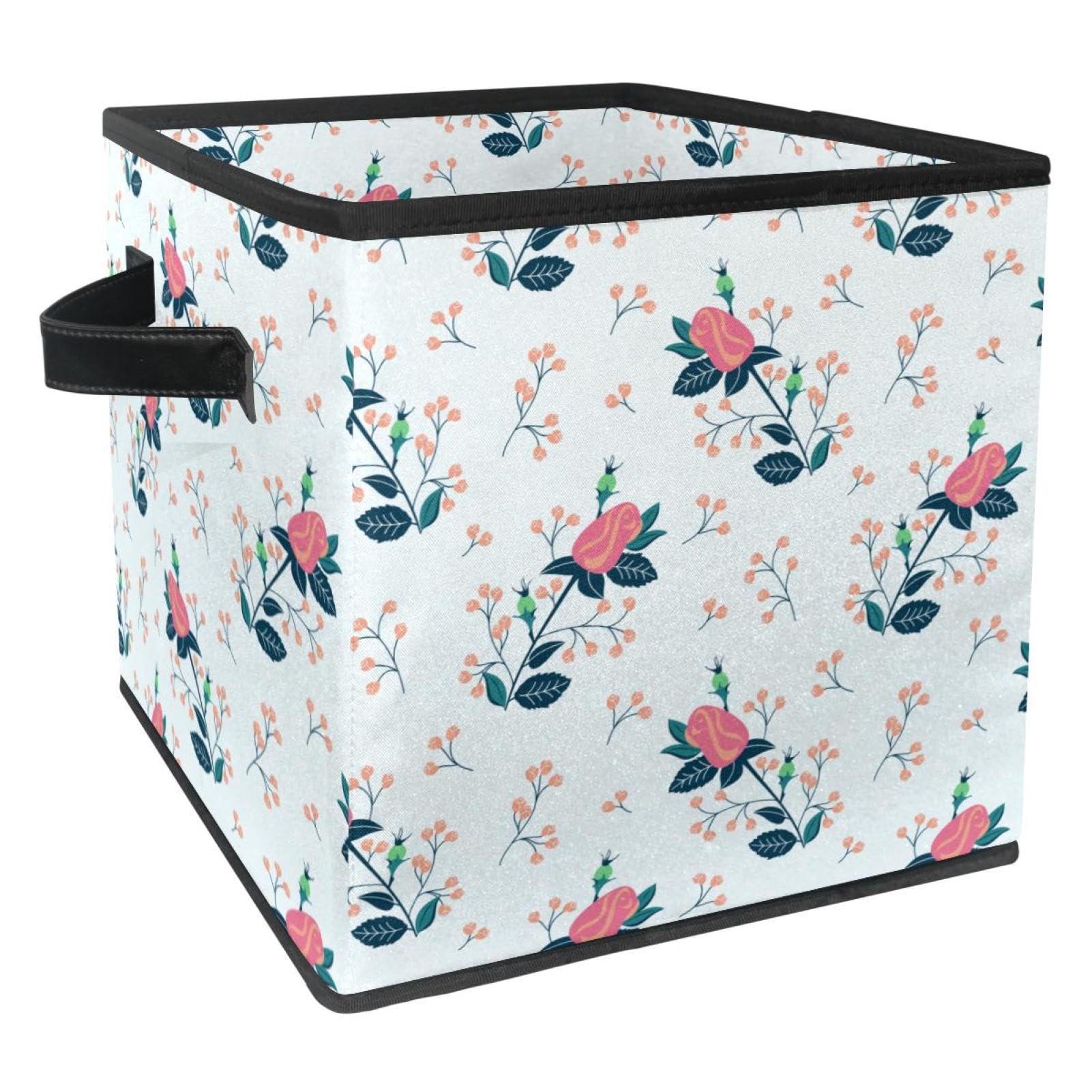 Cube organisateur pliable motif rose pour libérer de la place dans le placard