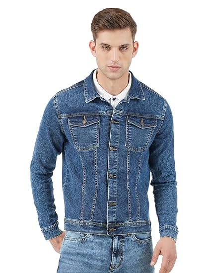INKD Men's Standard Length Cotton Blend Stretch Denim Jacket