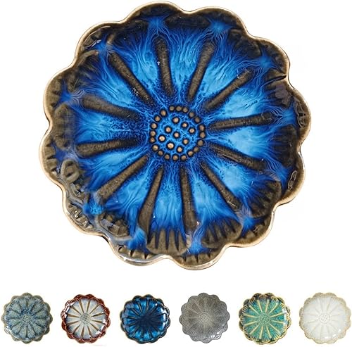 Miniatura 20 de Soporte de cuchara de cerámica para estufa, soporte de cuchara lindo con flores para encimera de cocina, soporte para cucharas de cocina para