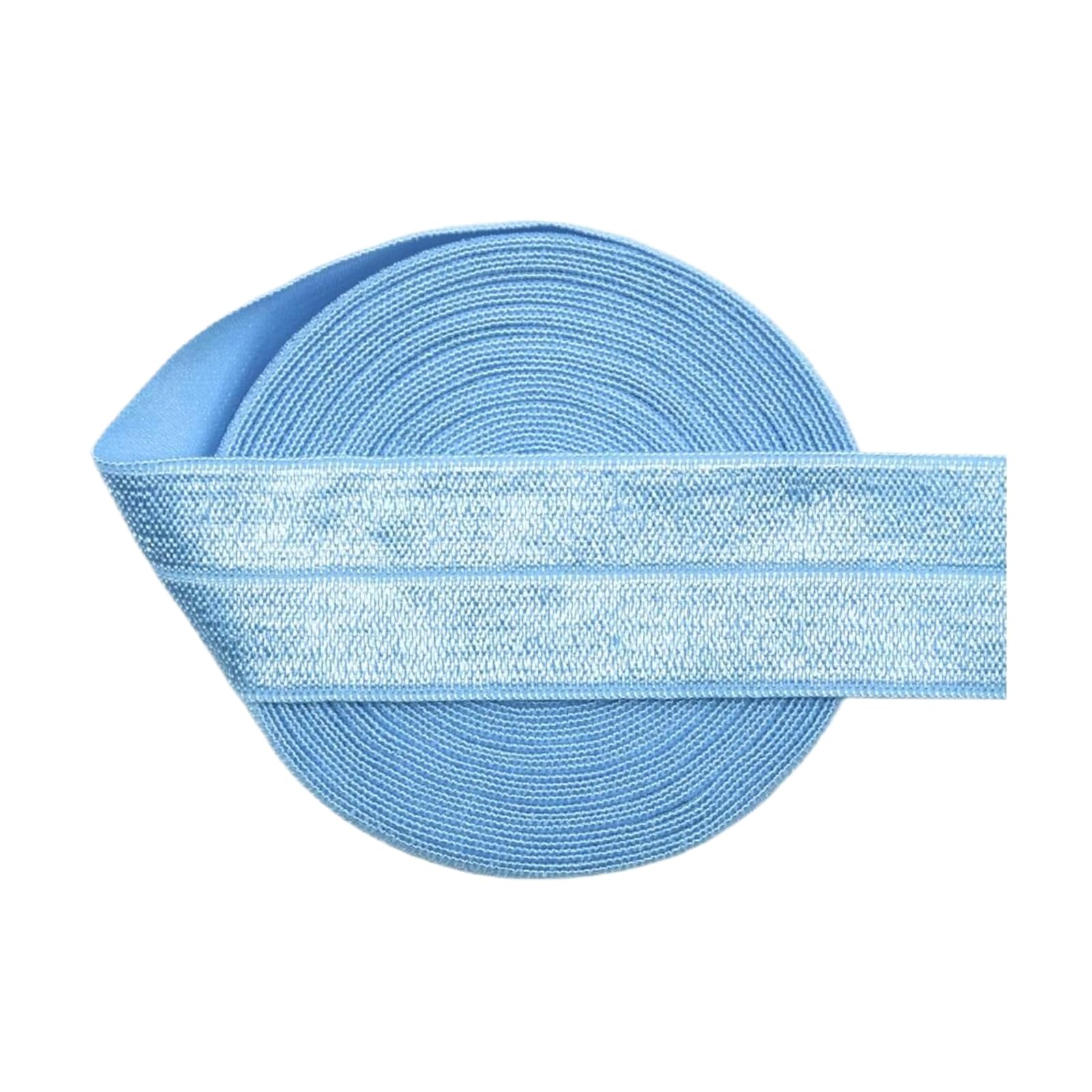 1" 25mm Solid Spandex Satin Bandfold Over Elastic, Placid Blue, 25mm,2 Yards
