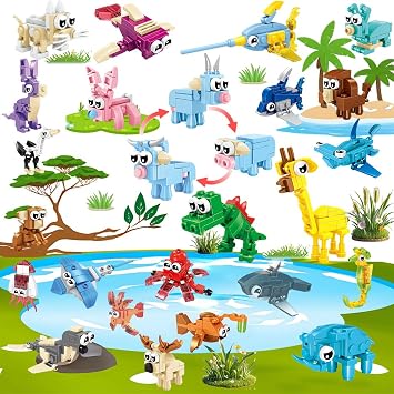 24 Pack Party Favors for Kids, 72 Animal Mini Block Sets, Classroom Goodie Bags, Carnival Prizes, Easter, Birthday Favors for Boys Girls Ages 6-12