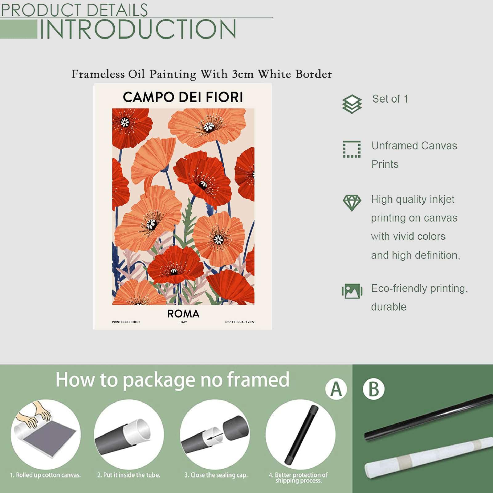 Amazon.com: YX Tide Canvas Art Poster Campo Dei Fiori Roma Art