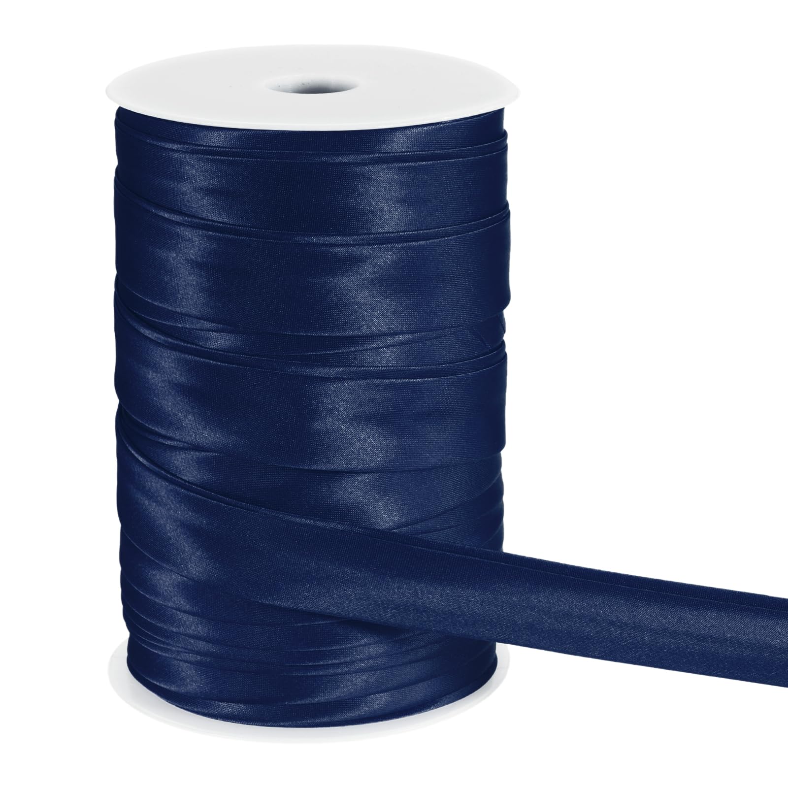 sourcing map Double Fold Bias Tape for Sewing, 1 Inch x 55 Yards Satin Bias Binding Tape Continuous Bulk for Quilting Binding Seaming Hemming Fabric Piping DIY Craft, Dark Navy Blue