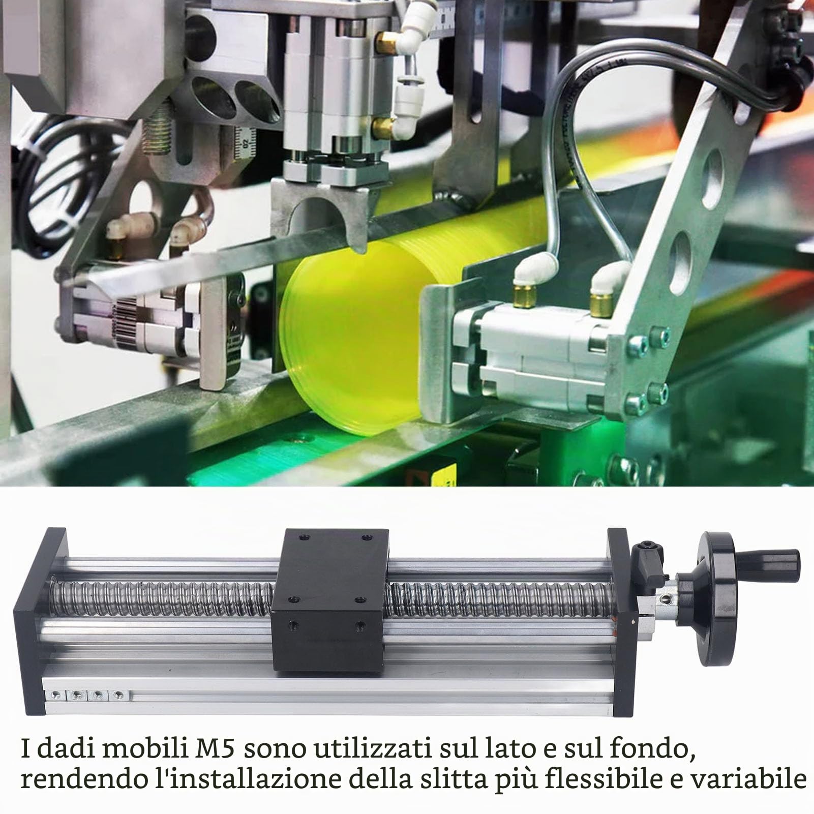 Attuatore Lineare, Tavola Scorrevole Manuale da 200 Mm Vite a Ricircolo di Sfere 1605 Guide Lineari Tavola Scorrevole con Volantino Tavolo Scorrevole Lineare