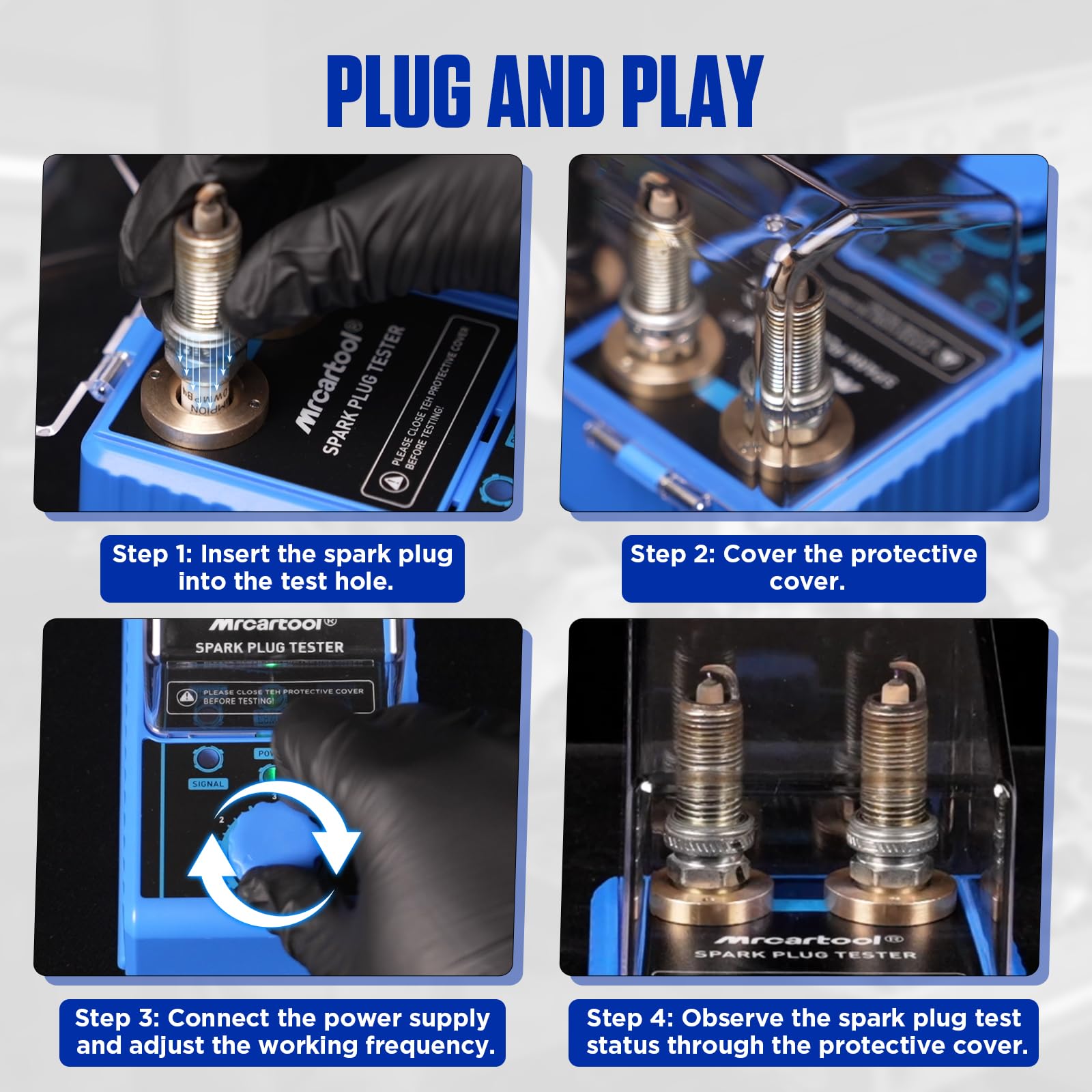 MRCARTOOL - Tester per candele di accensione, 220 V, tester di accensione per auto, con doppio foro regolabile, per veicoli da 12 V