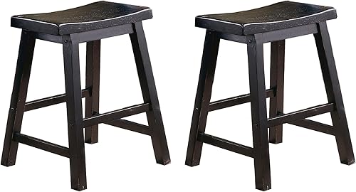Miniatura 9 de Homelegance Taburete de bar Saddleback de 24 pulgadas Negro -,Cereza,Roble,https://www.amazon.com/dp/undefined