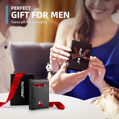 Miniatura 6 de Runbox. Carteras delgadas y minimalistas para hombres con bloqueo RFID, para el bolsillo frontal, cartera de cuero para hombre., cartera Rfid, S
