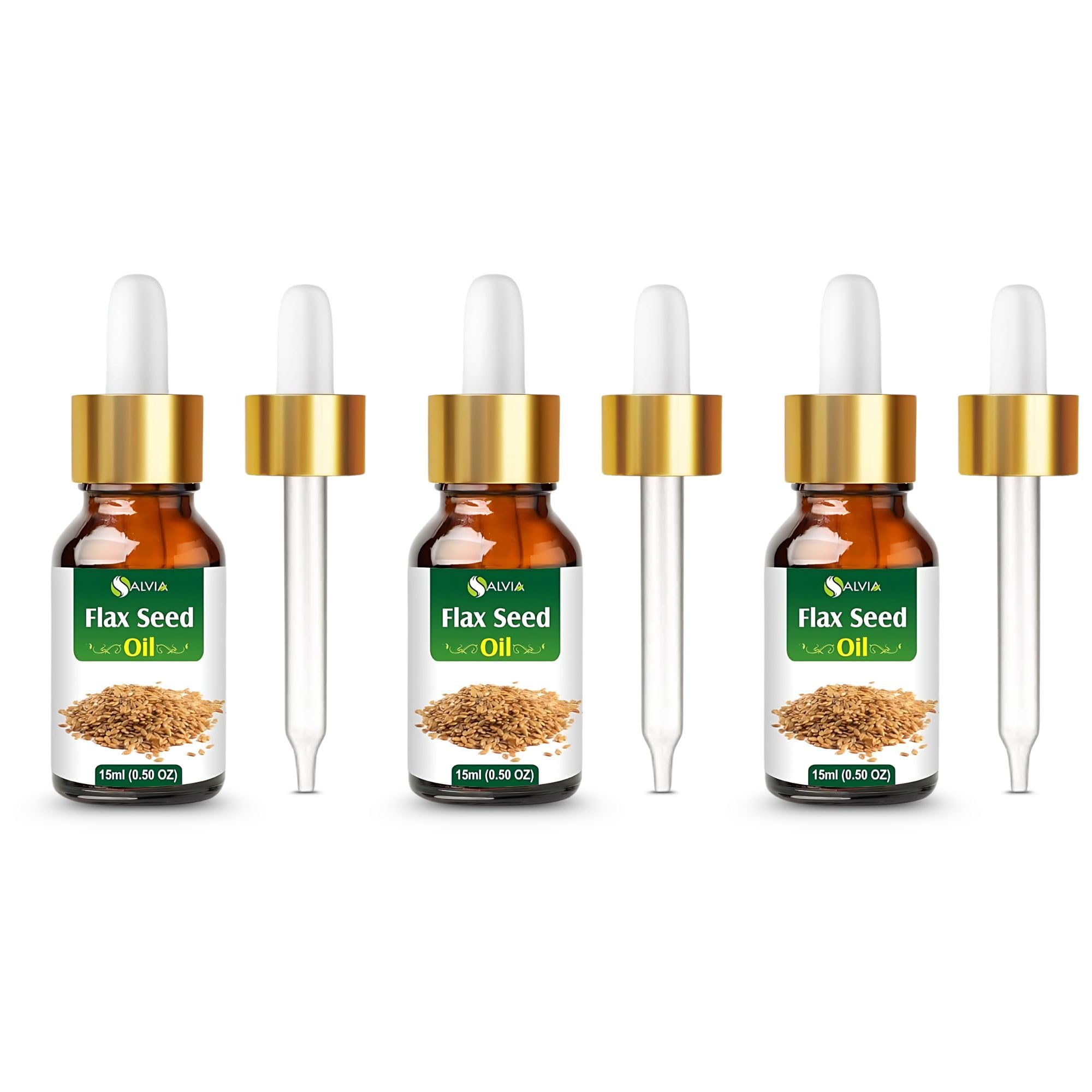Salvia Flax Seed Oil – 3 Pack | Cosmetic Grade Carrier Oil for DIY Skincare, Haircare &amp; Massage – 15ml / 0.51 Fl oz