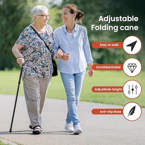 Miniatura 6 de Bastón para caminar, altura ajustable de 36 pulgadas, bastón de aluminio con mango de ABS, ligero para hombres y mujeres