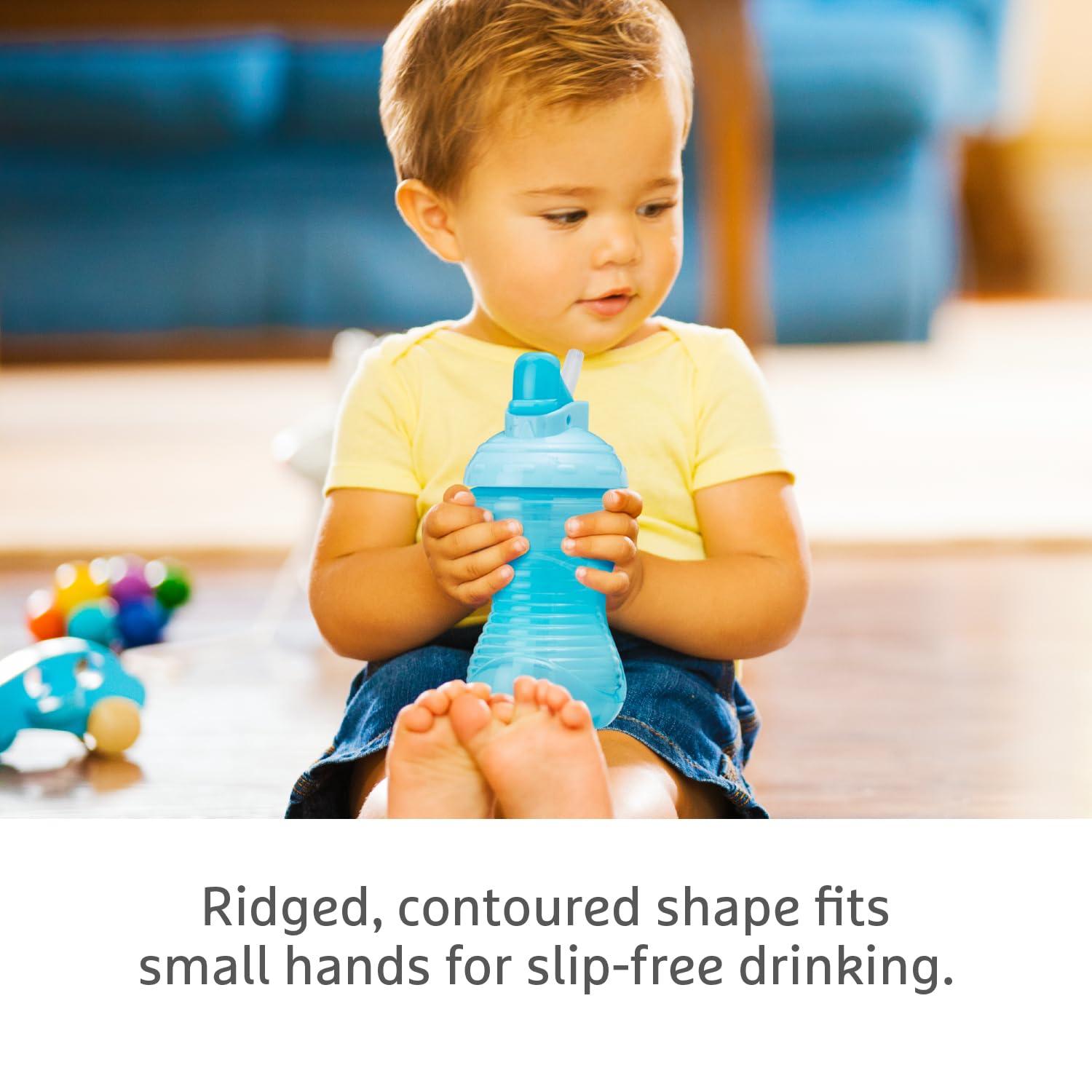 Munchkin Mighty Grip Cups with Straw, Straw Cups, Blue and Green, 296ml - Image 3
