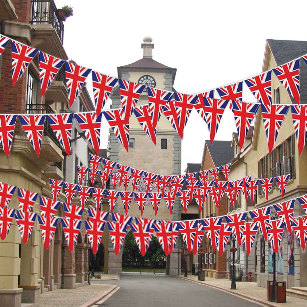Wimpelkette 'Queen Platinum Jubilee' – Union Jack Flaggen, 15 Stück, Für Patriotische Partys