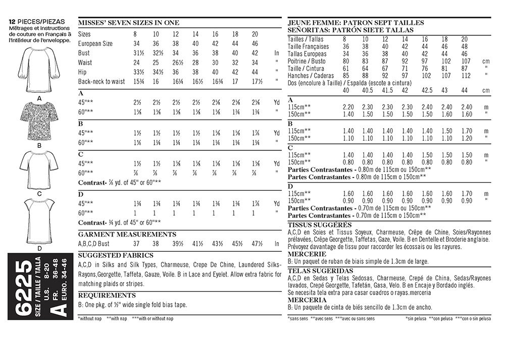 Simplicity Creative Patterns New Look Misses' Tops in Two Lengths, A (8-10-12-14-16-18-20)