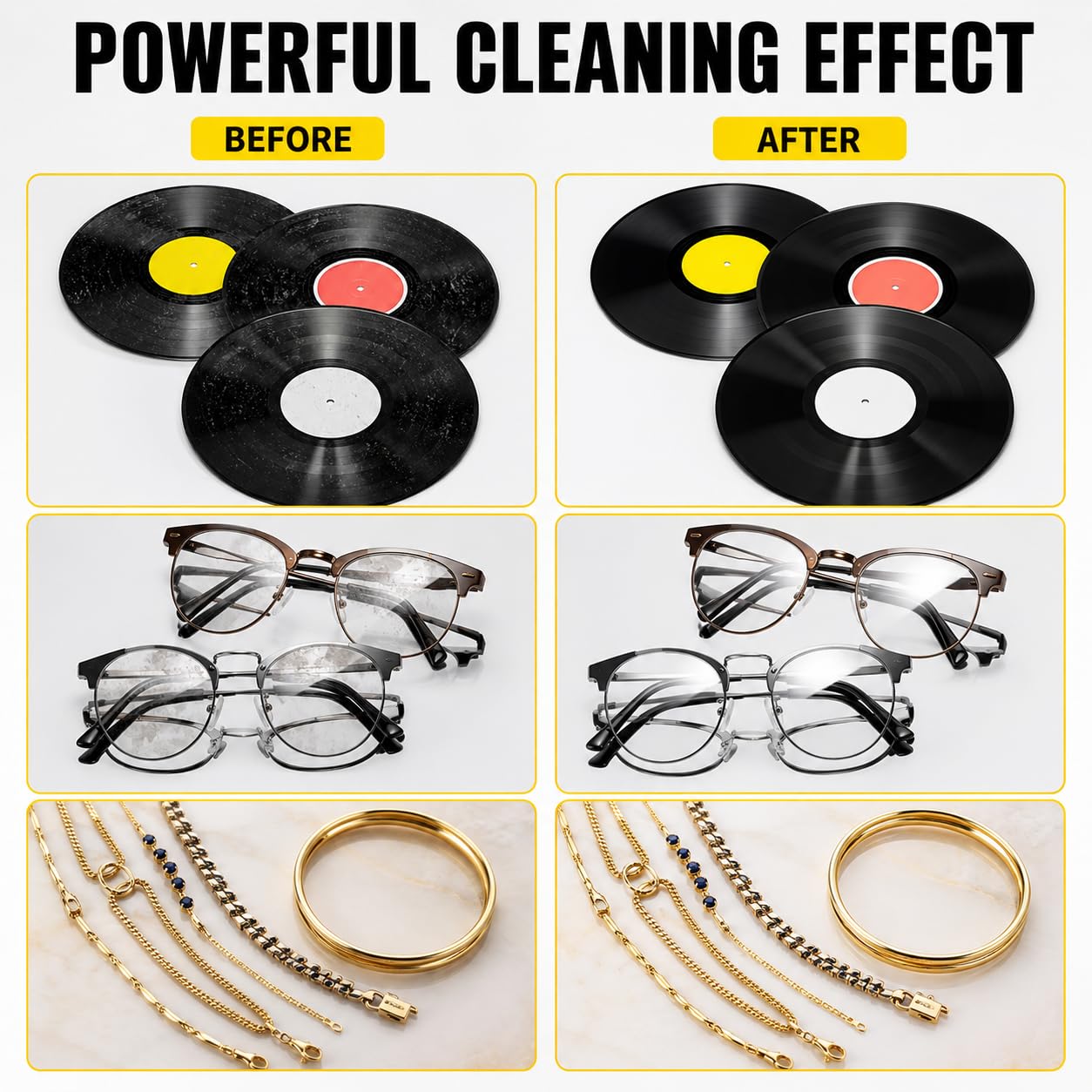Pulitore ad ultrasuoni per dischi in vinile, in acciaio inox, per uso domestico, efficiente e facile da usare, perfetto per collezionisti e audiofili