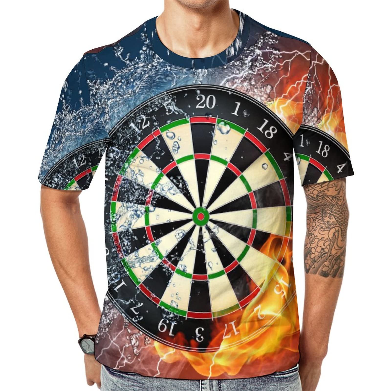 Lurnise Men's Multi1 ’S T Shirt Darts Fire Short Sleeves Tshirt Crew Neck T-Shirt For