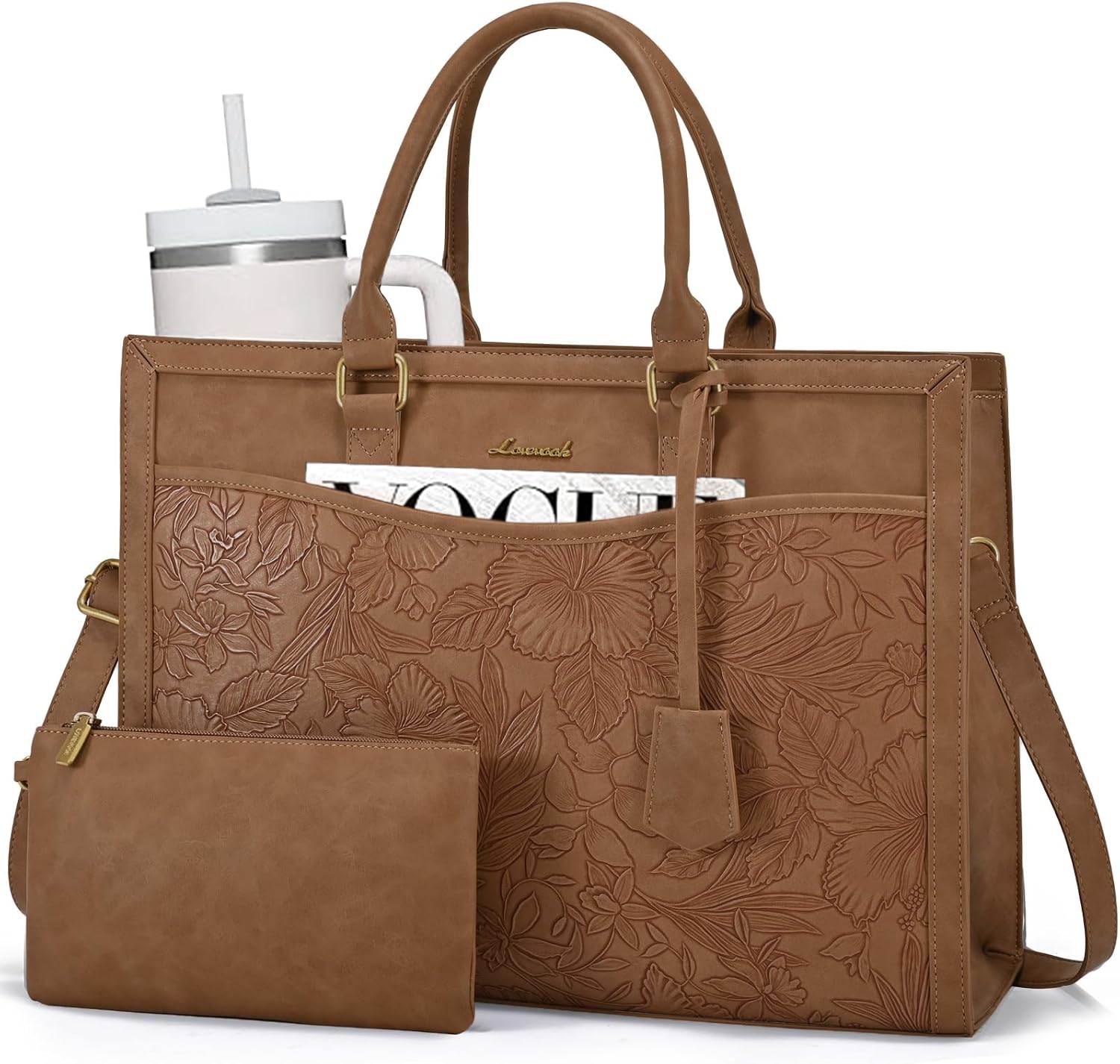 LOVEVOOK Laptop Tote Bag for Women, Large Work Computer Bag with Cup Holder