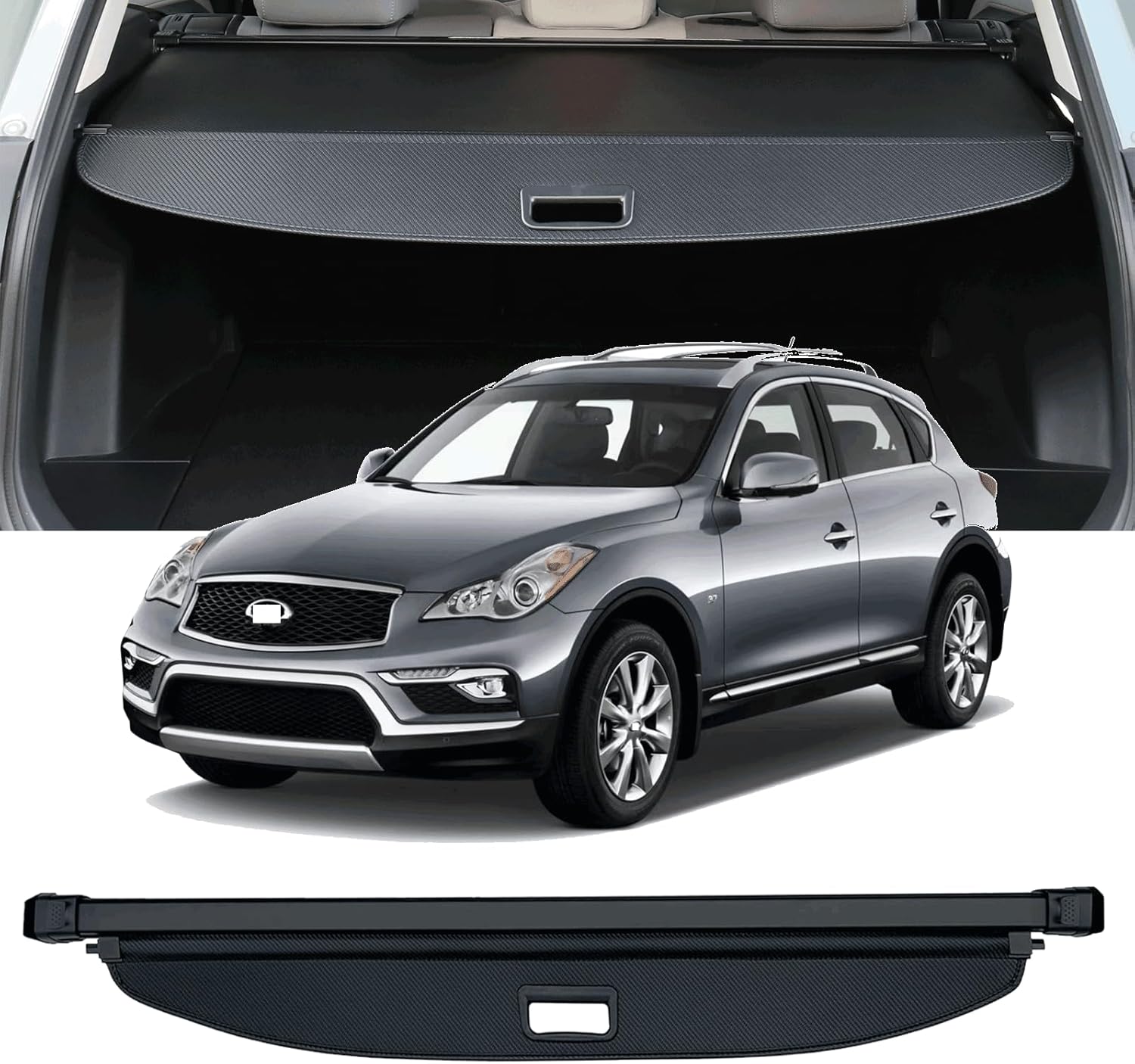Cargo Cover Compatible with Infiniti EX35 EX37 2008-2013/2014-2017 QX50 Trunk Cover Retractable Rear Trunk Security Cover EX35 EX37 QX50 Accessories Shielding Shade Privacy Screen Cargo Cover