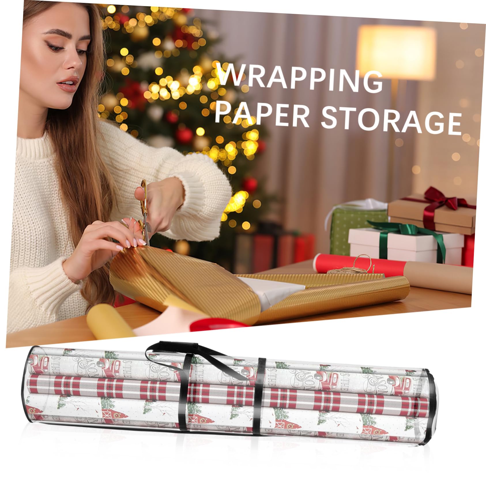 OSALADI Aufbewahrungsbeutel mit Bequemen Griffen für Geschenkpapier 2 Stück aus Pvc mit Großem Fassungsvermögen und Rollbarem Design Strapazierfähig für Büro und Laden