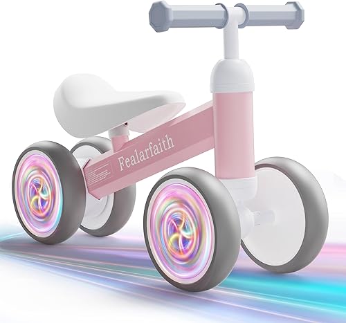 Miniatura 11 de Bicicleta de equilibrio para bebés de 1 año, niños y niñas, primera bicicleta para niños con 4 ruedas de iluminación colorida | Bicicleta de