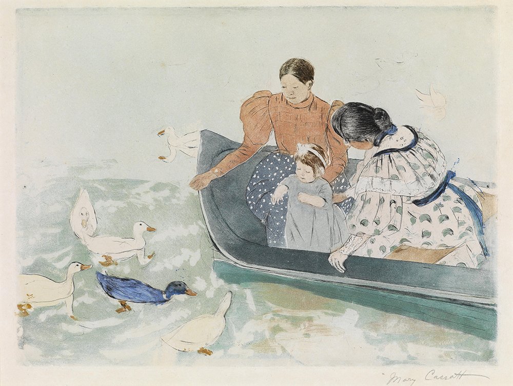 Feeding The Ducks          , el arte de Mary Cassatt en una lámina mate pequeña para crear ambientes cálidos