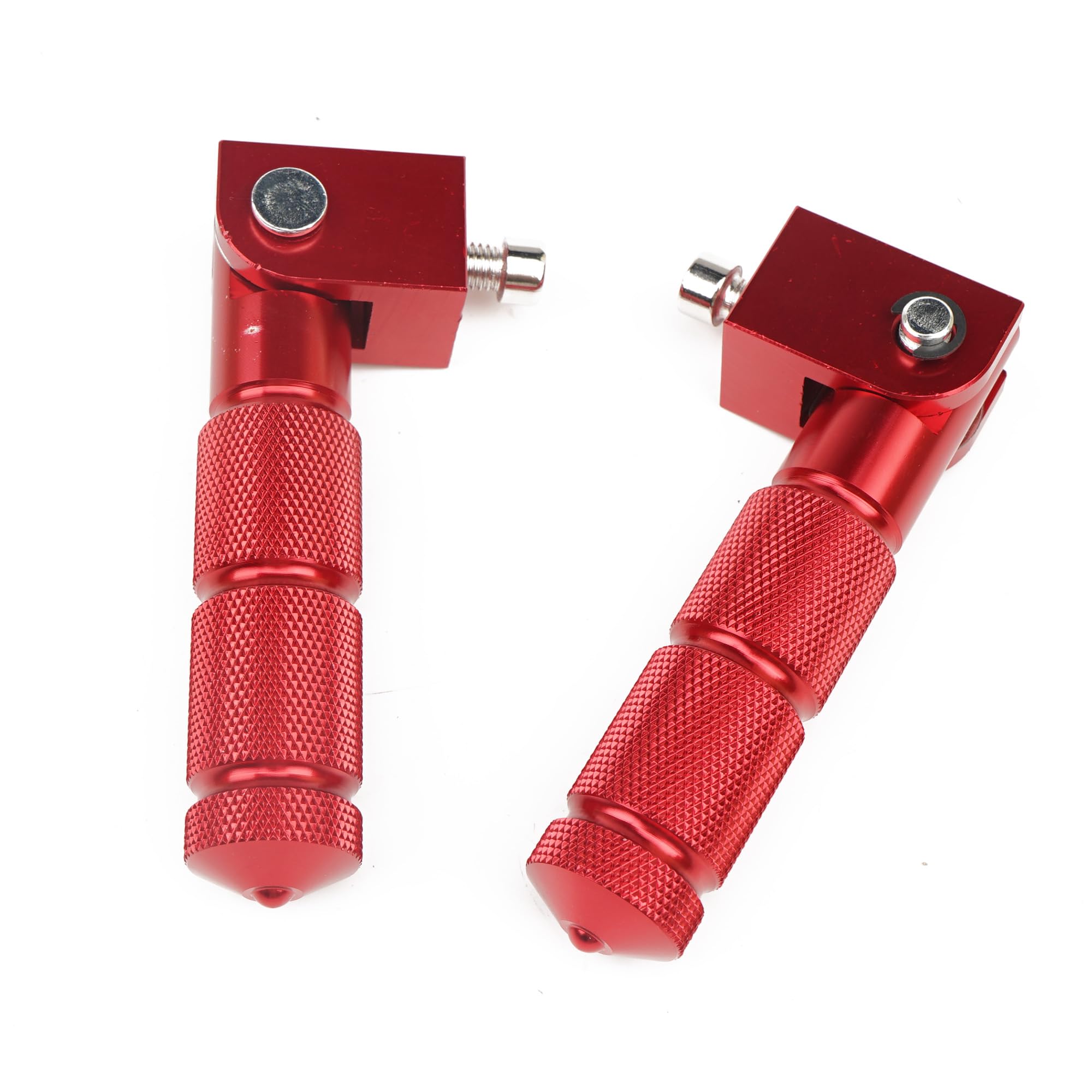 M8 Repose-pieds Universel 2 Pièces – Pliables à 90° pour Moto Électrique, Sportive, Scooter – Support Antidérapant Avant/Arrière (Rouge)