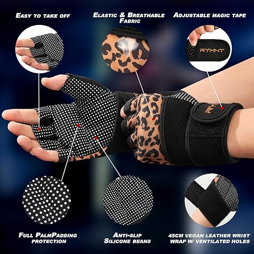 Miniatura 2 de Guantes de entrenamiento con soporte para muñeca, guantes de levantamiento de pesas con protección completa de la palma y agarre extra para hombres