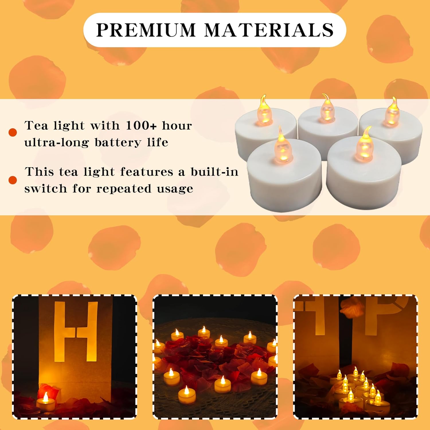 Happy Birthday Decorations Light Up Letters with Flameless Tealights, 0-9 Number Balloon, Latex Balloons, Aluminum Balloons and Rose Petals Birthday Decorations for Women and Men