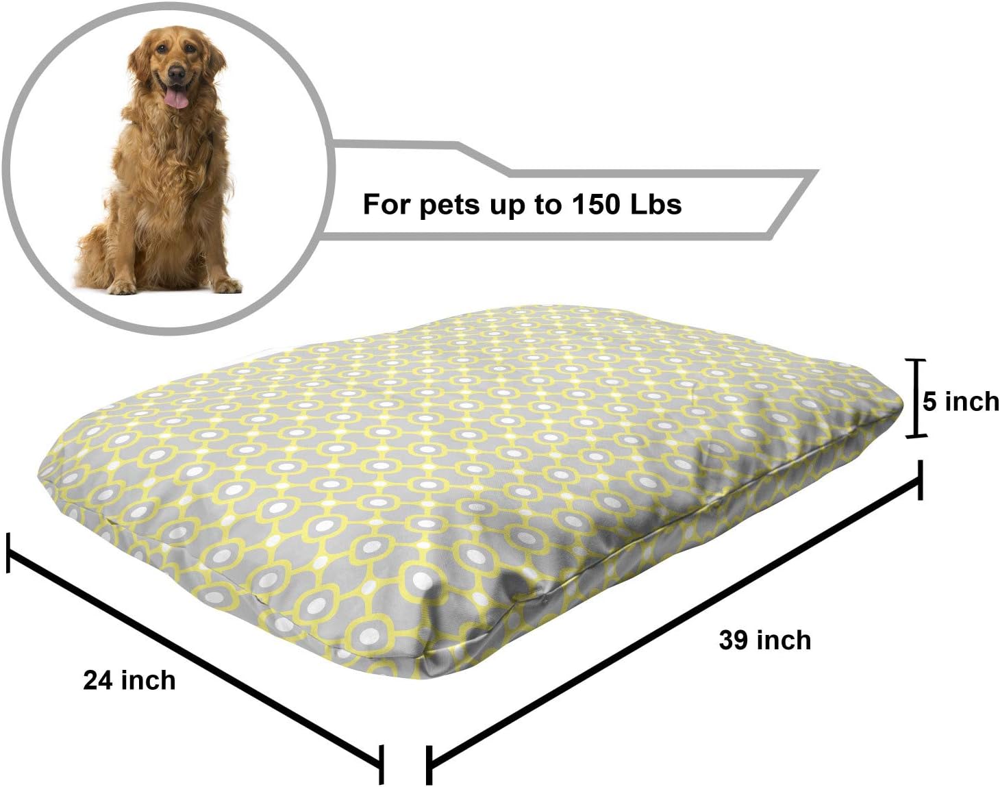 review Lunarable Abstract Pet Bed, Trippy Geometric Forms on Pastel Soft Color Tones Modern Minimalist Artwork, Chew Resistant Pad for Dogs and Cats Cushion with Removable Cover, 24