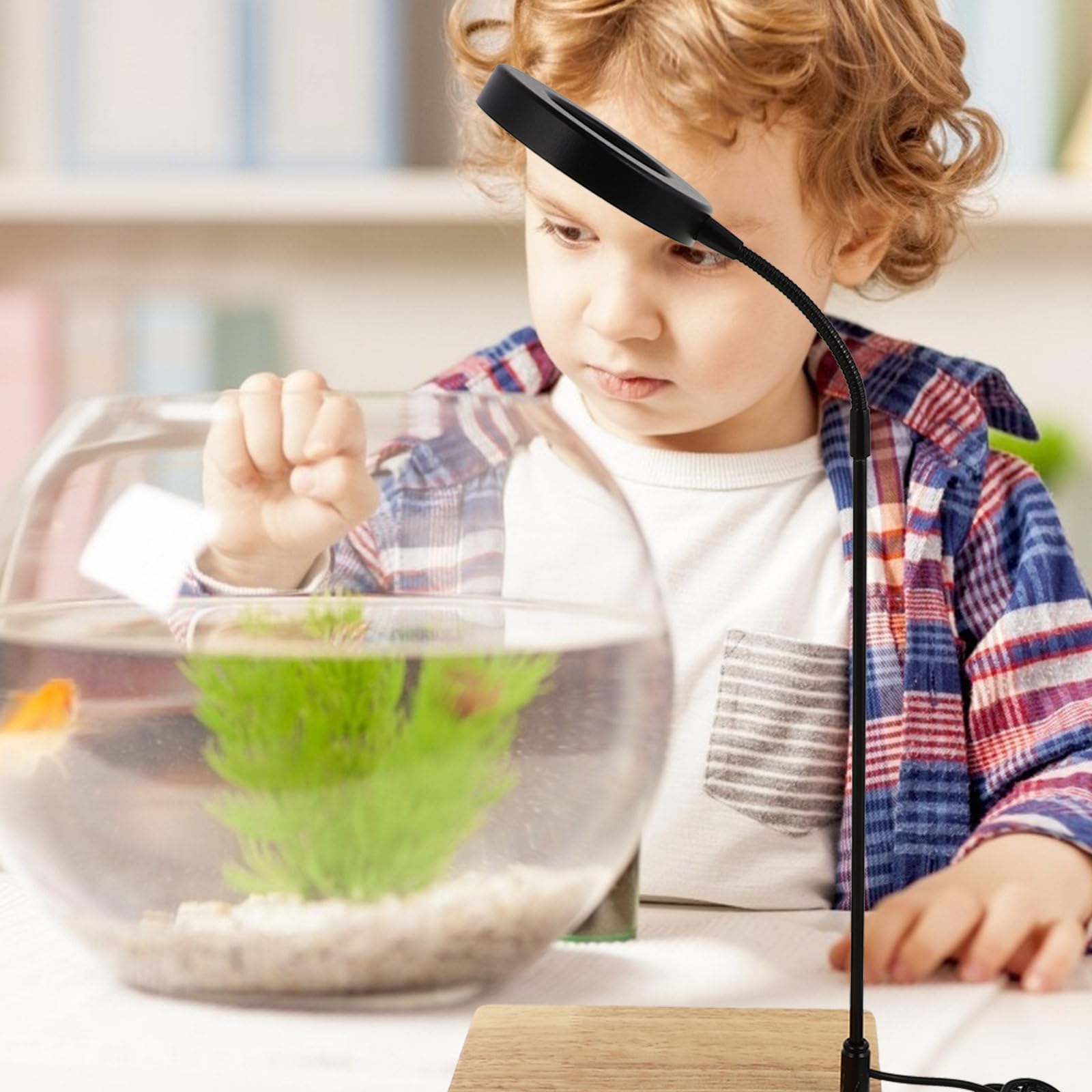 Toyvian Lampe pour Plantes Aquatiques en Bois et Alliage D'aluminium, Éclairage LED pour Aquarium, Effet Lumineux, Facile à Déplacer, pour Aquarium D'intérieur
