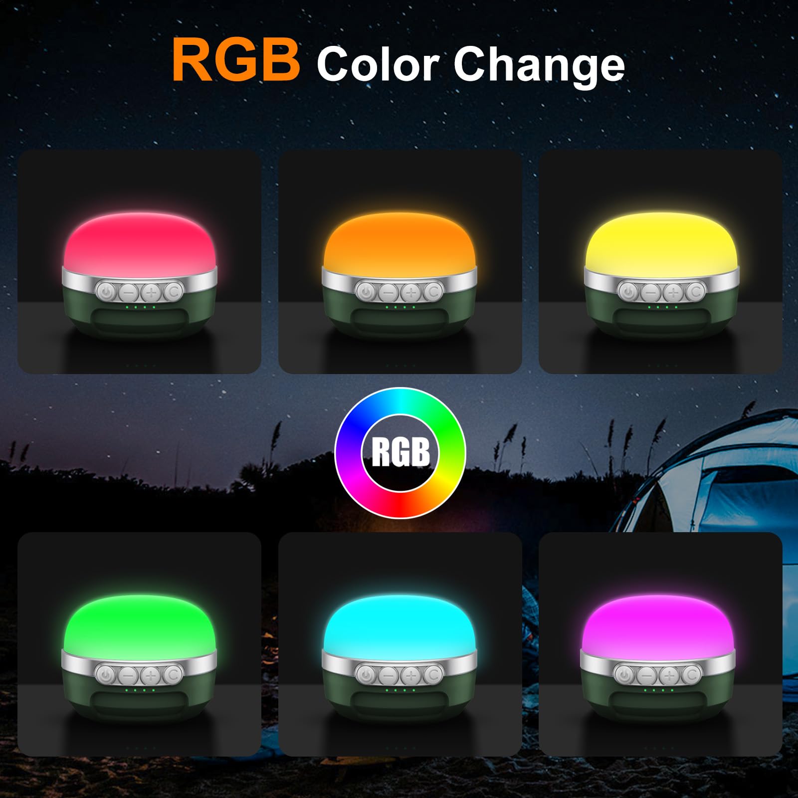 ZMNT Lanterna da campeggio a LED ricaricabile, 1400 lm, fino a 420 ore, luce RGB per tenda da campeggio, 10400 mAh, luce di emergenza per uragano, interruzioni di corrente, casa, escursionismo, viola
