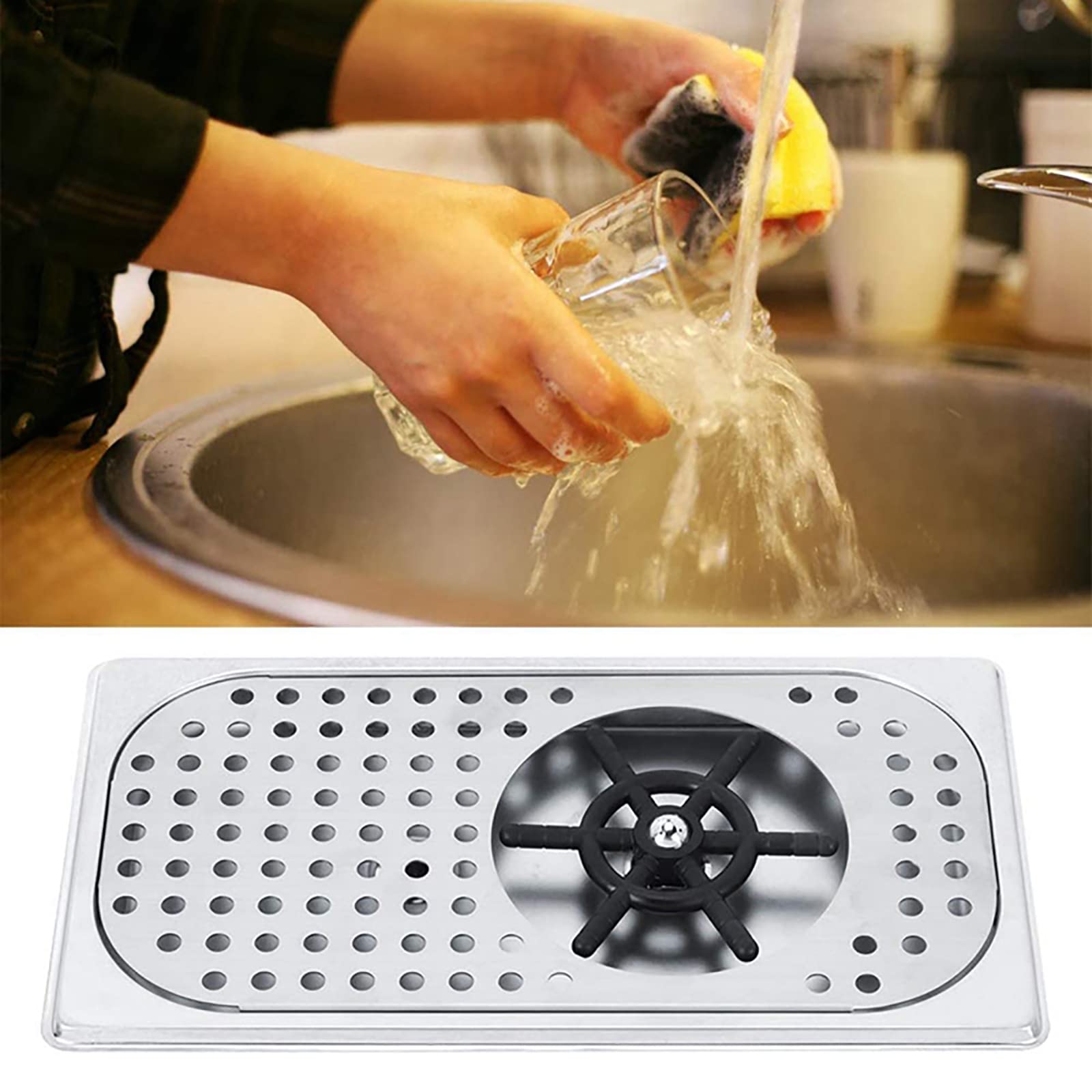 Lavabicchieri per Rubinetti, Lavabicchieri da Incasso in Acciaio Inox Ad Alta Pressione con Filtro a Spruzzo d'Acqua per Lavello da Cucina, Caffetteria, Bar, Uso Commerciale E Domestico