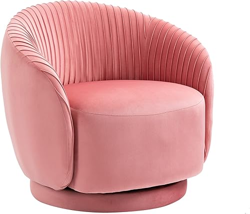 MOJAY Silla giratoria de terciopelo moderna para niños silla giratoria para sala de estar dormitorio espacio pequeño melocotón