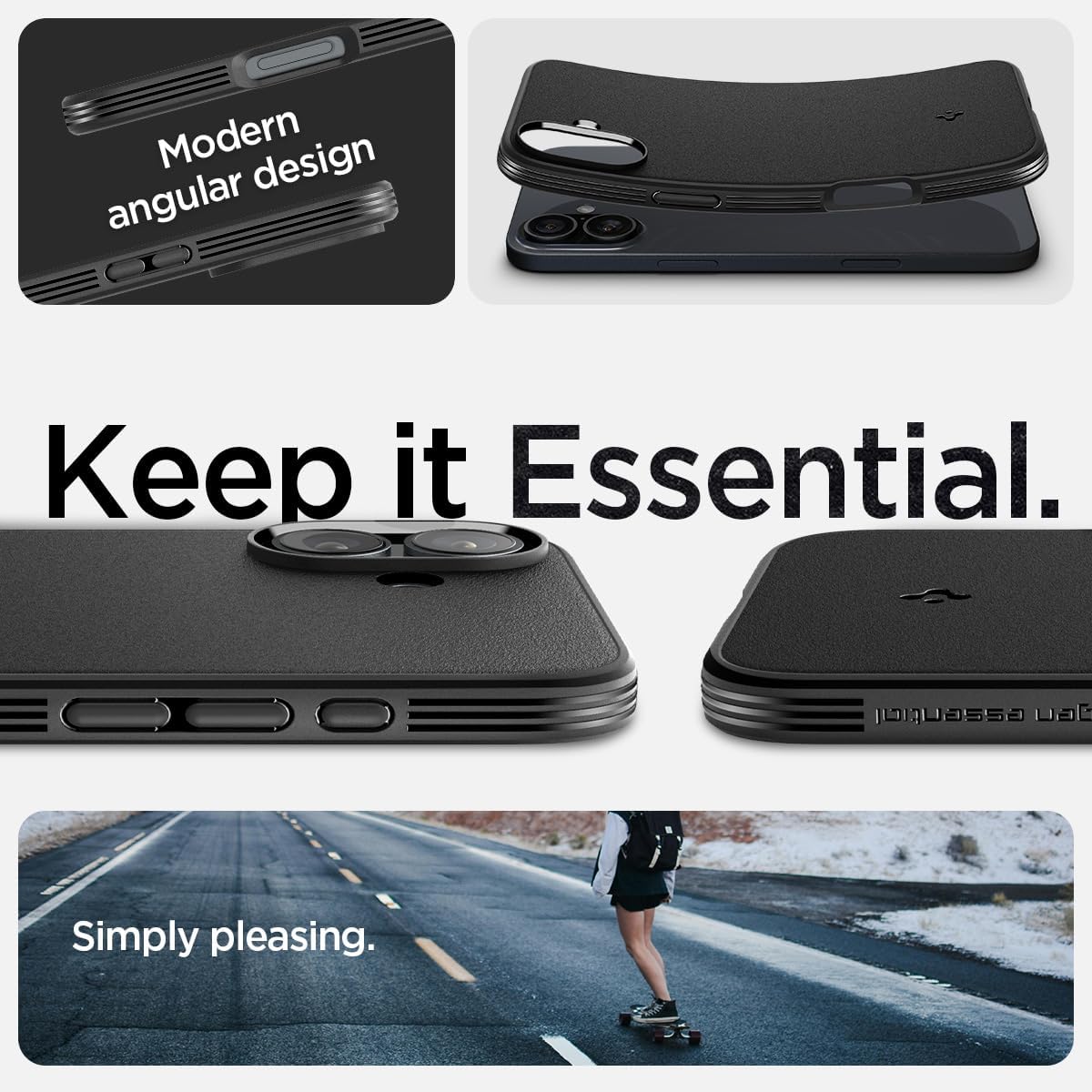 Spigen Essential Sand Blast Designed for iPhone 16 Case (2024) [Military-Grade Protection] - Matte Black - Image 3