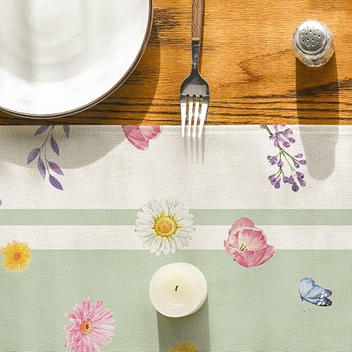 Miniatura 7 de Artoid Mode Vase Bloom - Camino de mesa de primavera con tulipanes y lavanda, decoración de mesa de comedor de cocina de verano para decoración de