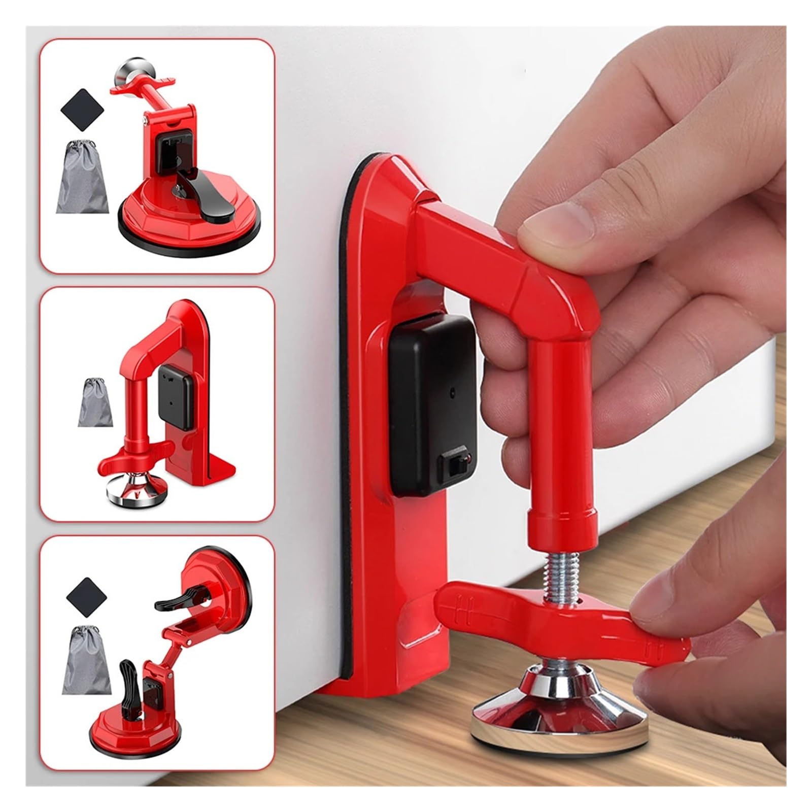 Tope de puerta con alarma portátil, ventosa, cerradura de puerta, soporte (no alarma/tipo alarma), dispositivo de seguridad de autodefensa antirrobo.(schwarz)