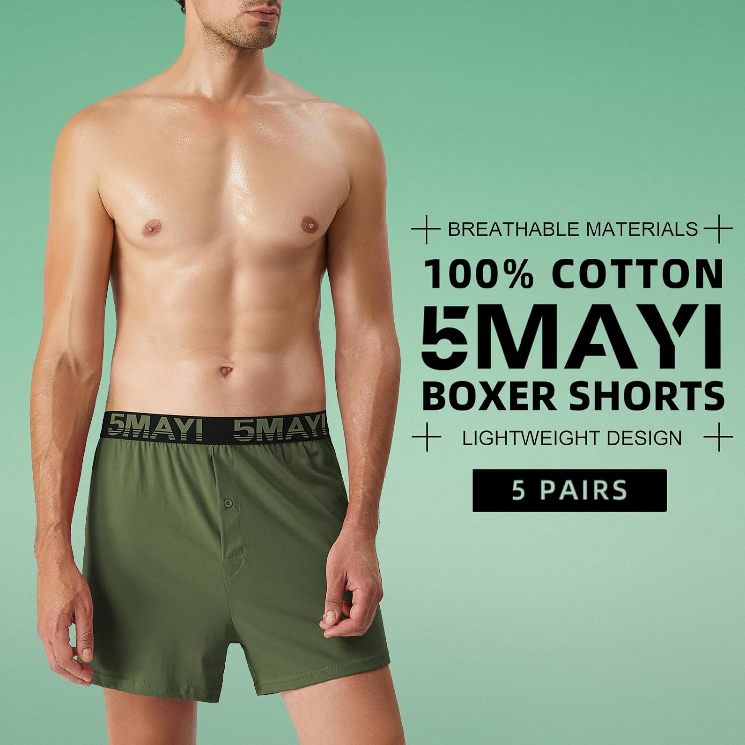 5Mayi Mens Boxers for Men Cotton Men's Underwear Boxer Shorts for Men Pack - Image 3
