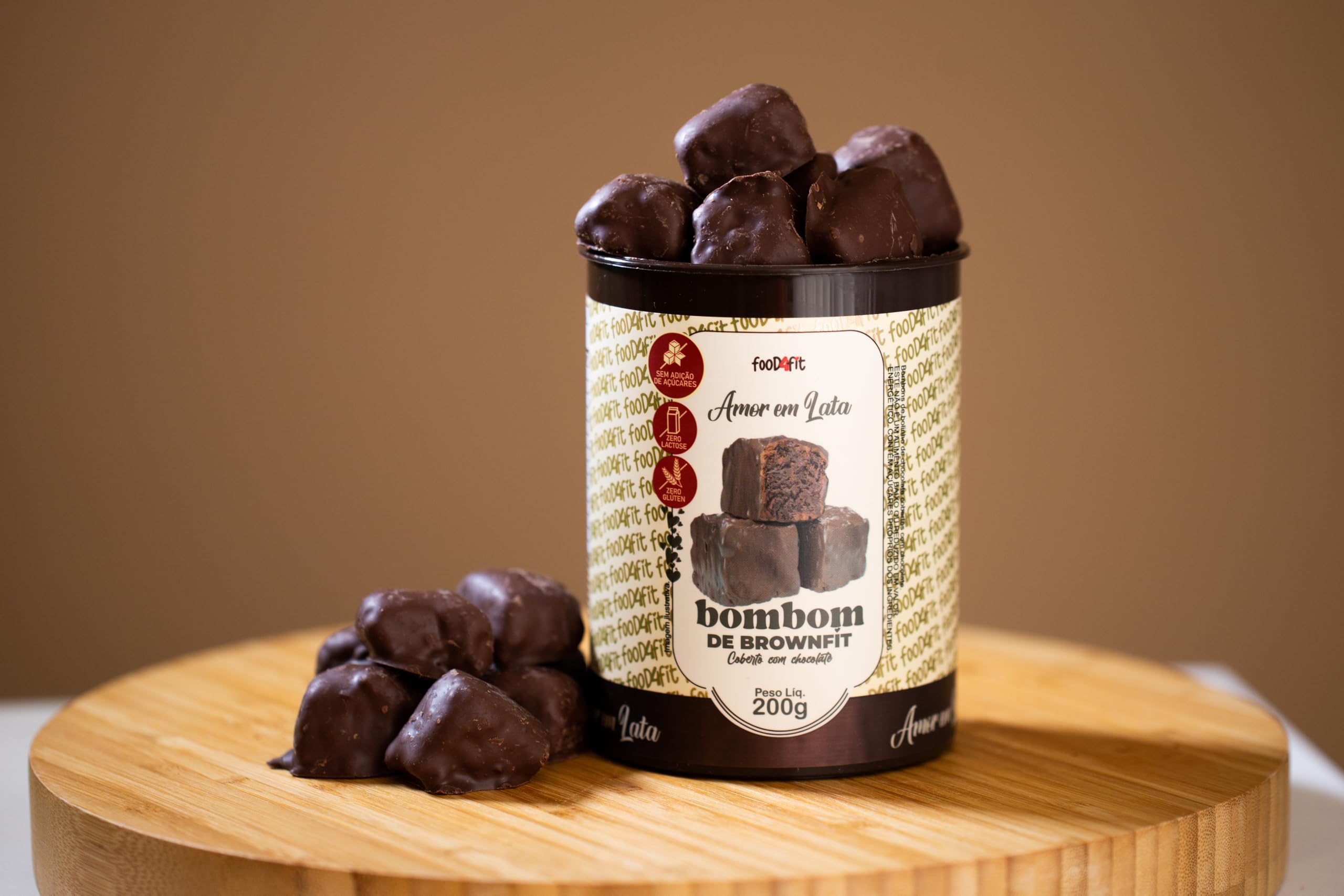 BOMBOM DE BROWNFIT - AMOR EM LATA ZERO AÇÚCAR - 200G - FOOD4FIT