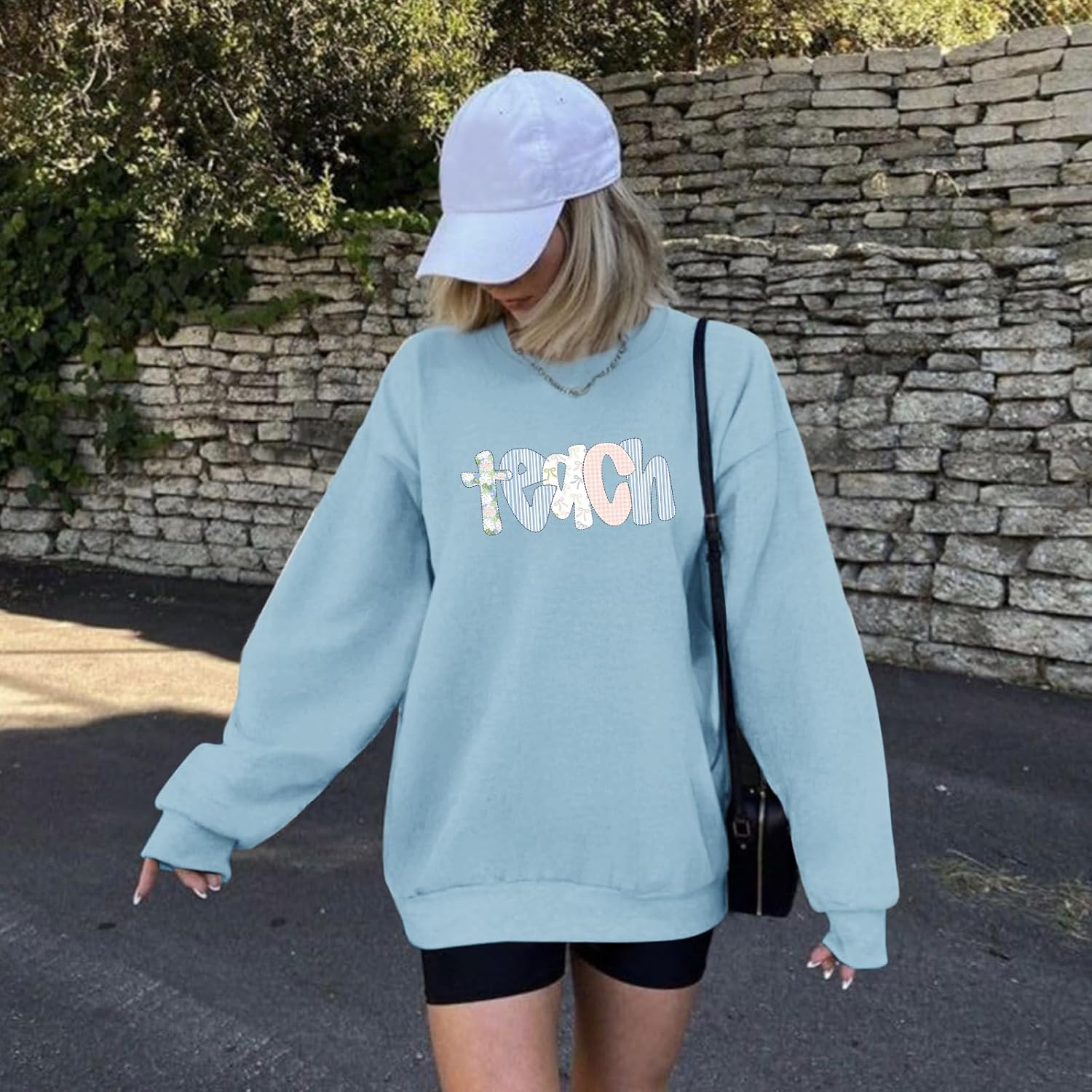 Teacher Sweatshirt for Women Oversized Teach Graphic Shirt Teachers Gift Cute Floral Long Sleeve Pullover Tops - Image 6