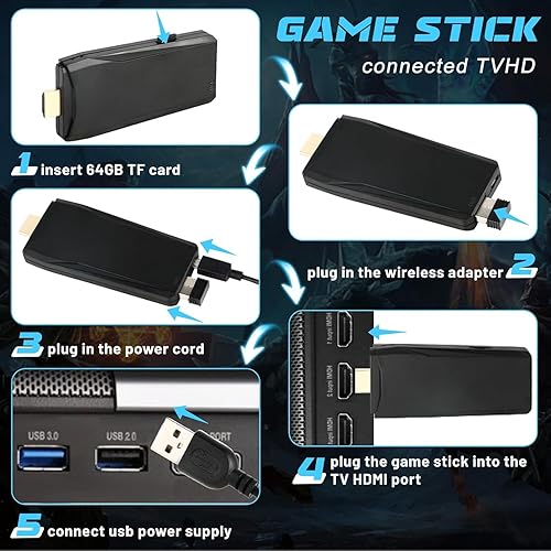 Miniatura 6 de Consola de juegos retro inalámbrica mejorada 2025, Plug & Play Video TV Game Stick con salida HDMI 4K, 9 emuladores integrados, más de 20.000
