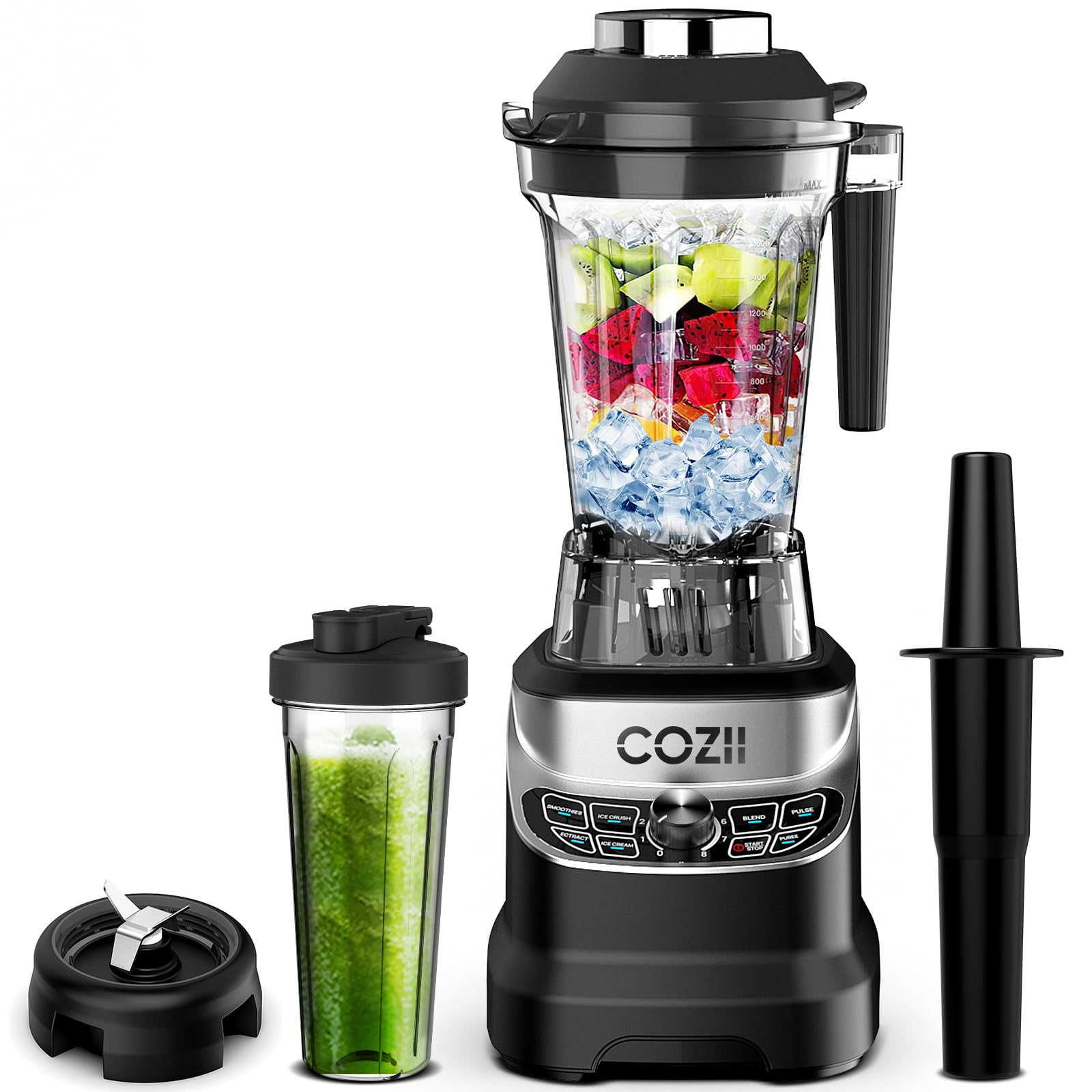 COZII Professional 2000W Blender with 64oz pitcher and 21oz to-go cup