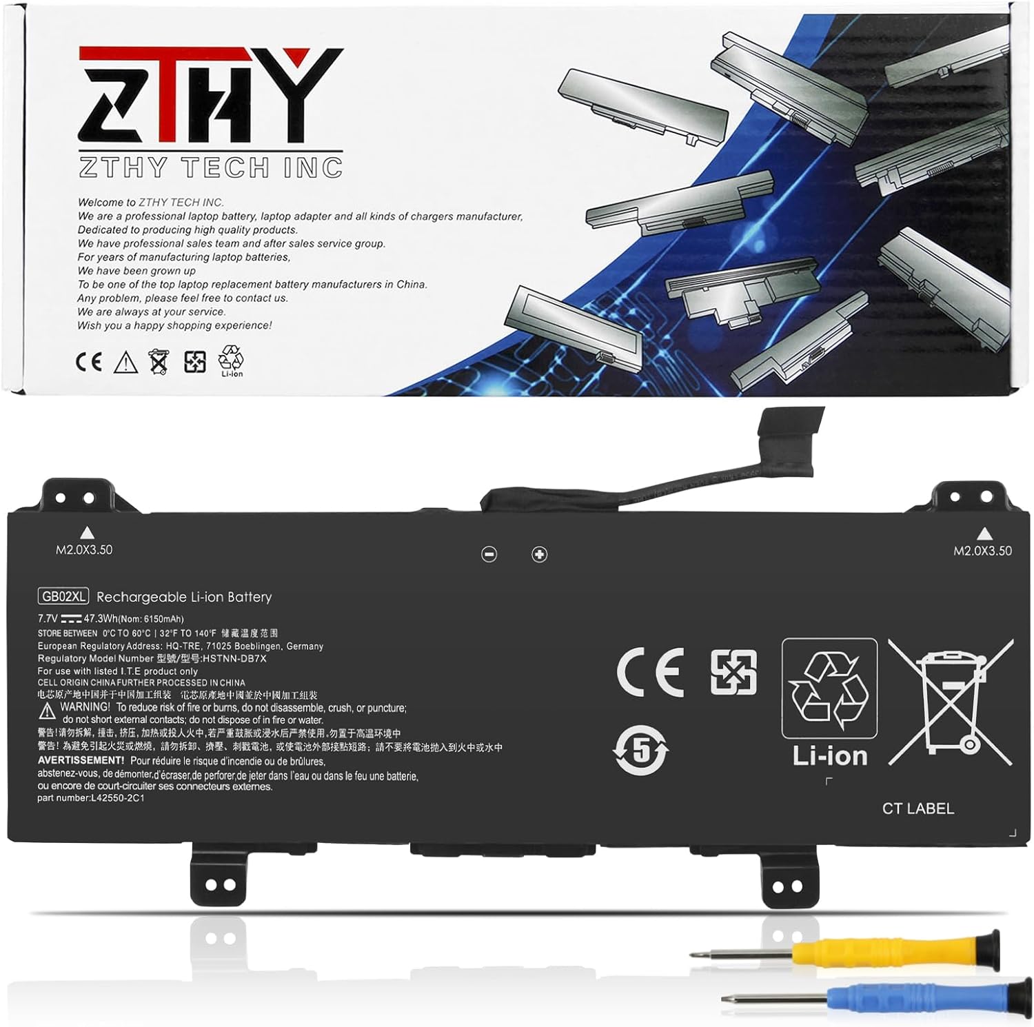 47.3Wh GB02XL GM02XL Laptop Battery Replacement for HP Chromebook X360 11 G1 G2 G3 G6 G7 G8 EE, 11A G6 G8 EE, 14 G5 14-DB 14-DB0051CL Series HSTNN-DB7X L42550-1C1 L42550-541 L42583-002 L42550-241